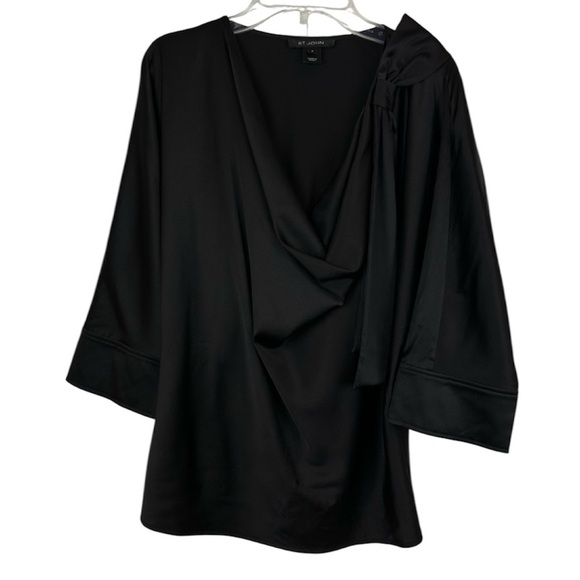 St. John Tops - St. John Silk Black Drape Bow Blouse Top Sz S